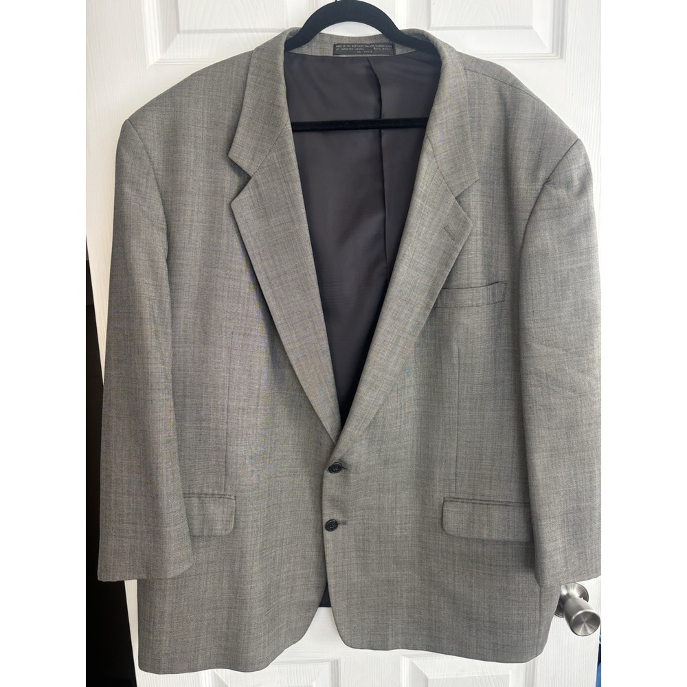 Andre Vachon Mens 56R  100% Wool Gray Blazer Sports Coat Suit Jacket Classic